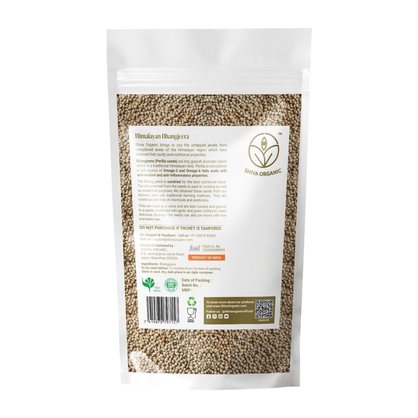 Himalayan Bhangjeera | buy Organic Pahadi Spices 350g | Perilla seeds