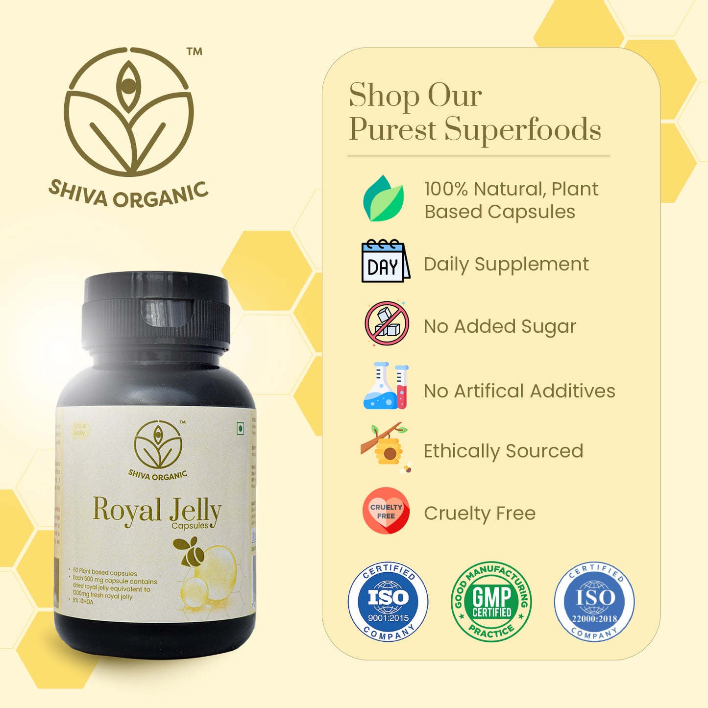 Royal Jelly Capsule | 500mg | Shiva Organic
