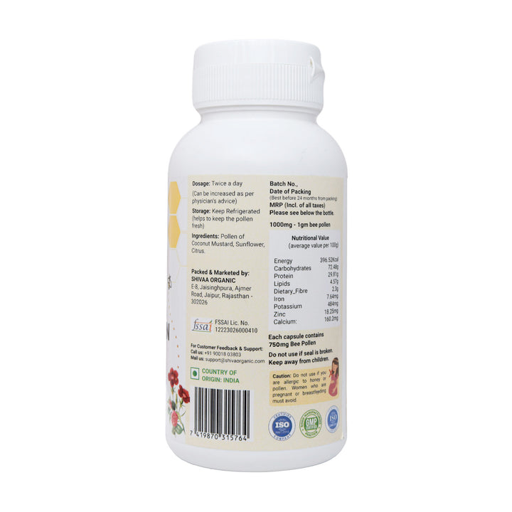 Buy Bee Pollen Capsules 750mg | daily supplement | Shova Organic