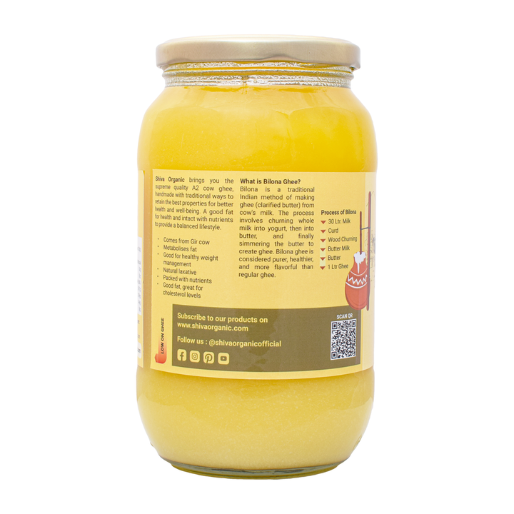 Gir Cow A2 Desi Ghee | Bilona Ghee 1 ltr | Shiva Organic