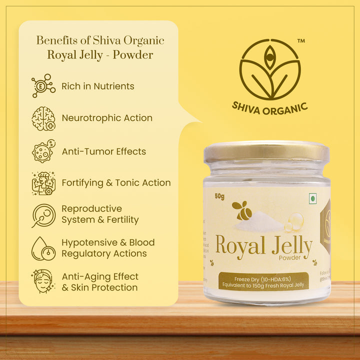 Royal Jelly Dry | Freeze Dry 10HDA-6% | 50g | Shiva Organic