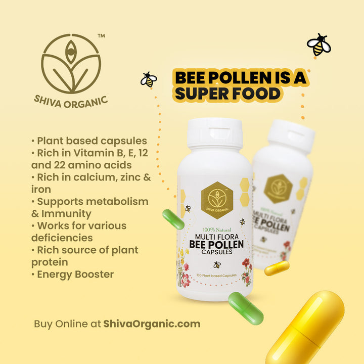 Bee Pollen Capsules | 500mg | Shilajit | Shiva Organic