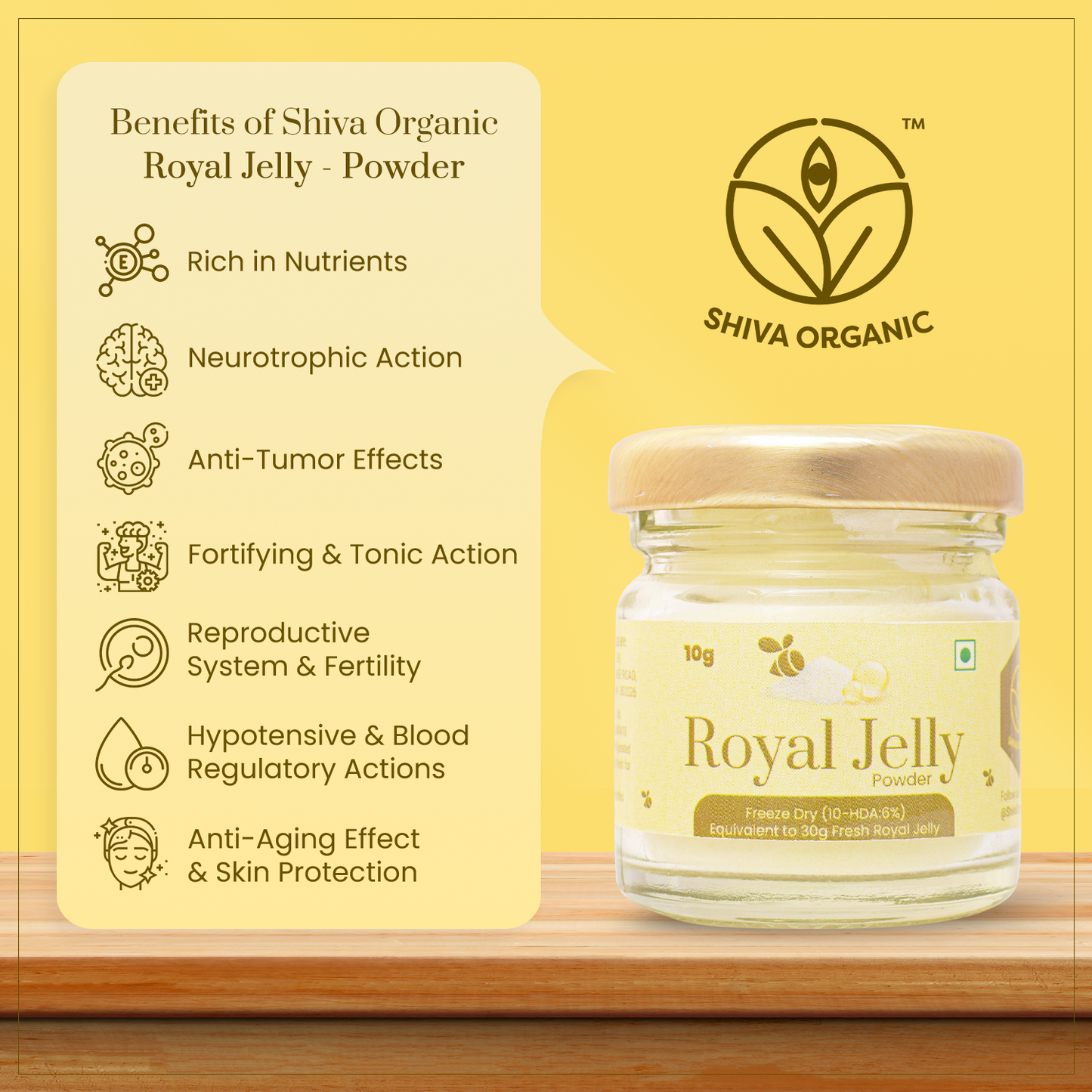 Royal Jelly Powder | 10HDA-6% | 20g | Shiva Organic