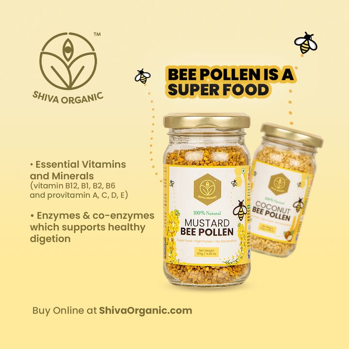 125 gm | Mustard Bee Pollen | Natural Amino Acids | Plant Protein | Shiva Organic