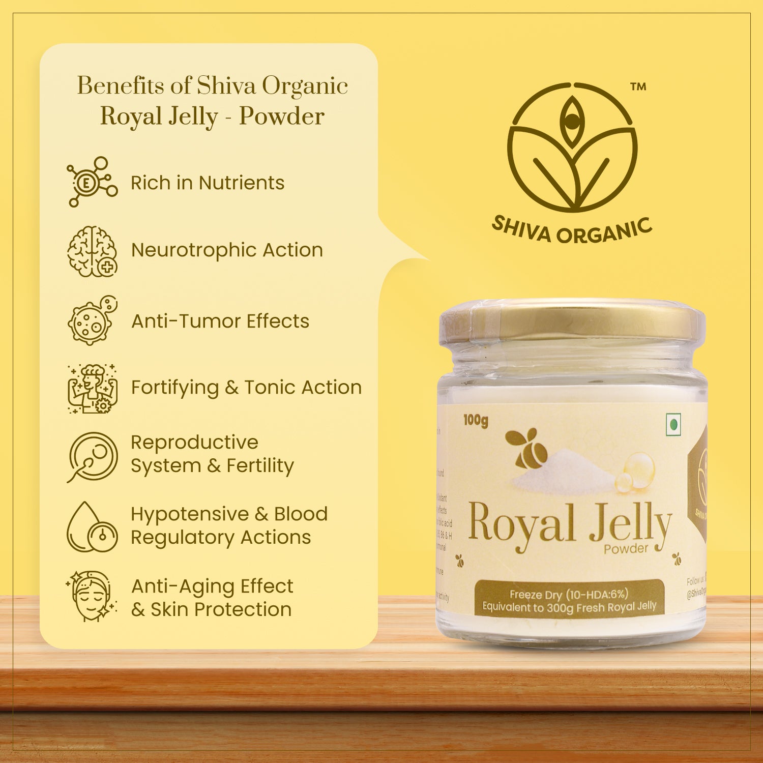 Royal Jelly Dry Powder| Fresh 10HDA-6% | 100g