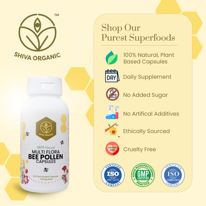 Buy Bee Pollen Capsules 750mg | daily supplement | Shova Organic