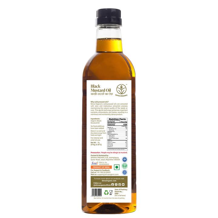 Organic Black Mustard Oil | Cold Press | 1 litre | Shiva Organic