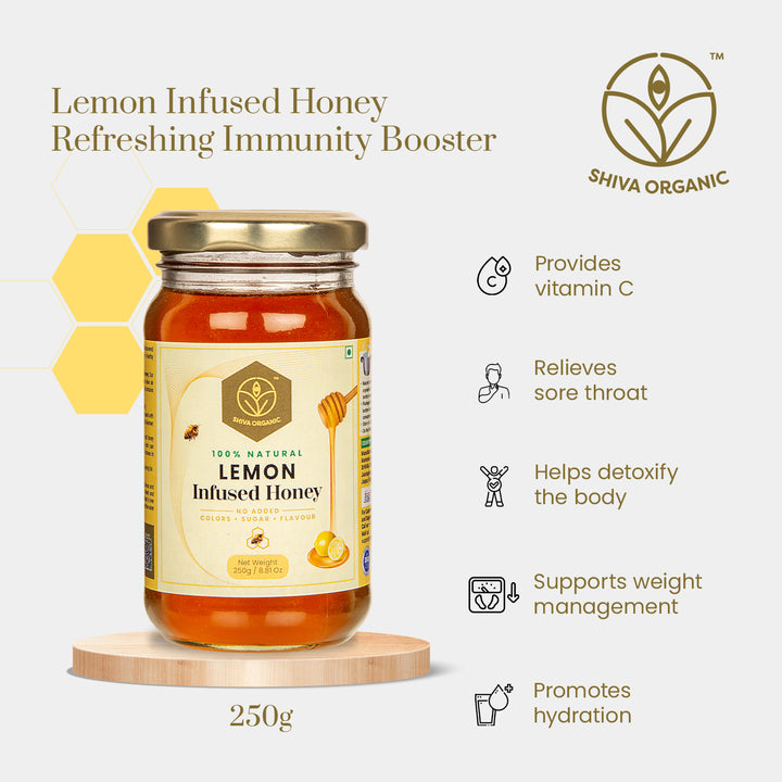 Lemon Infused Honey | Honey Lemon Tea | Weight Loss Honey | Shiva Organic