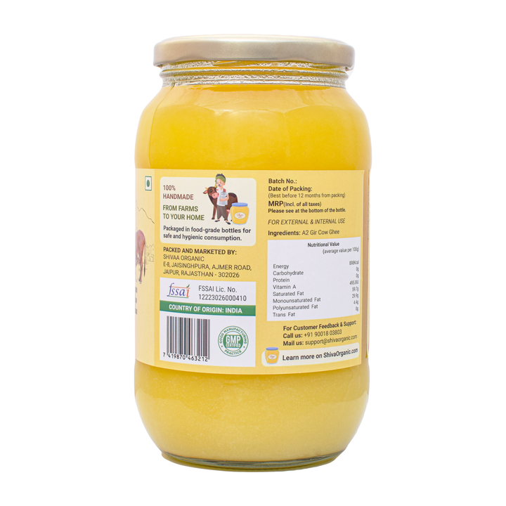 Gir Cow A2 Desi Ghee | Bilona Ghee 1 ltr | Shiva Organic