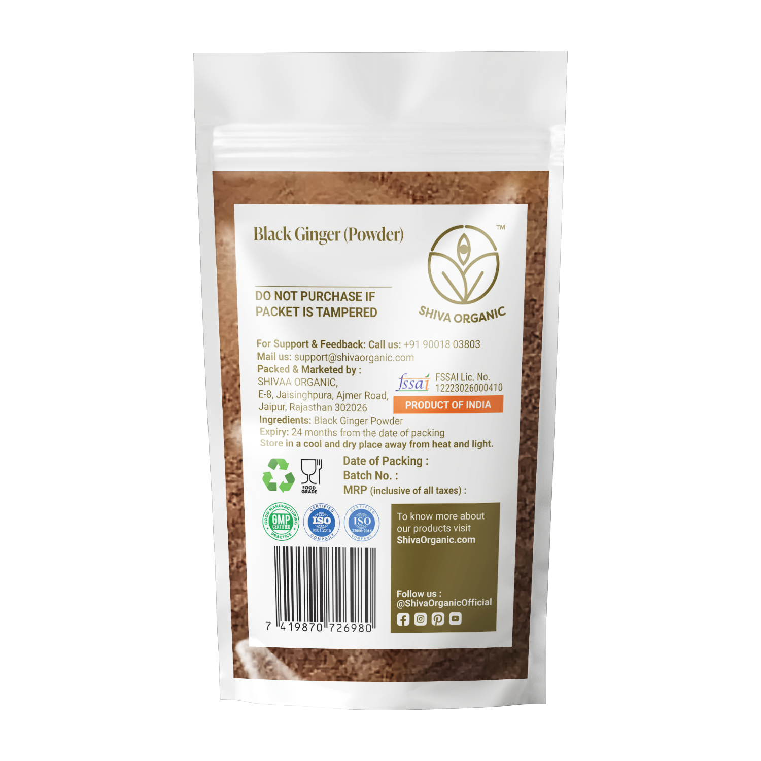 Black Ginger Powder | Shiva Organic
