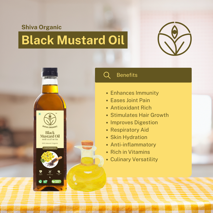 Organic Black Mustard Oil | Cold Press | 1 litre | Shiva Organic