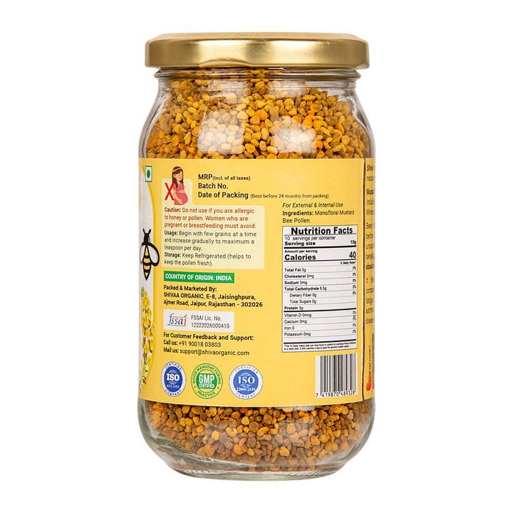 250 gm | Mustard Bee Pollen | Energy Immunity Booster | Vitamin b12 | Shiva Organic