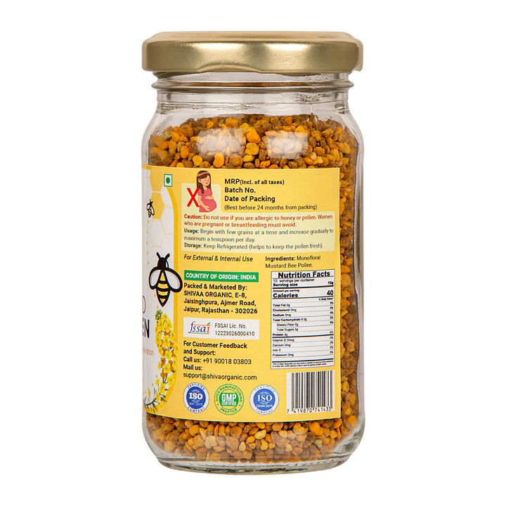 125 gm | Mustard Bee Pollen | Natural Amino Acids | Plant Protein | Shiva Organic