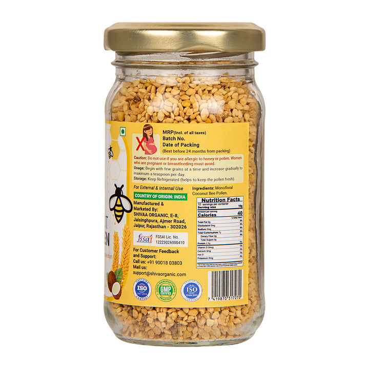 Coconut Bee Pollen 125g |Fertility Booster | Superfood | Shiva Organic