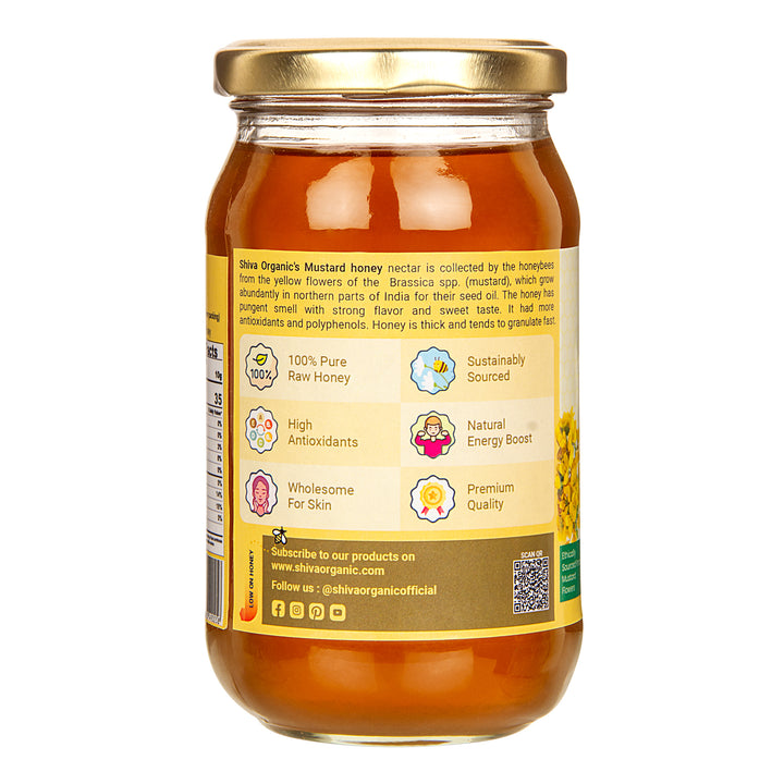 White Honey | Mustard Raw Honey | 500g Shiva Organic