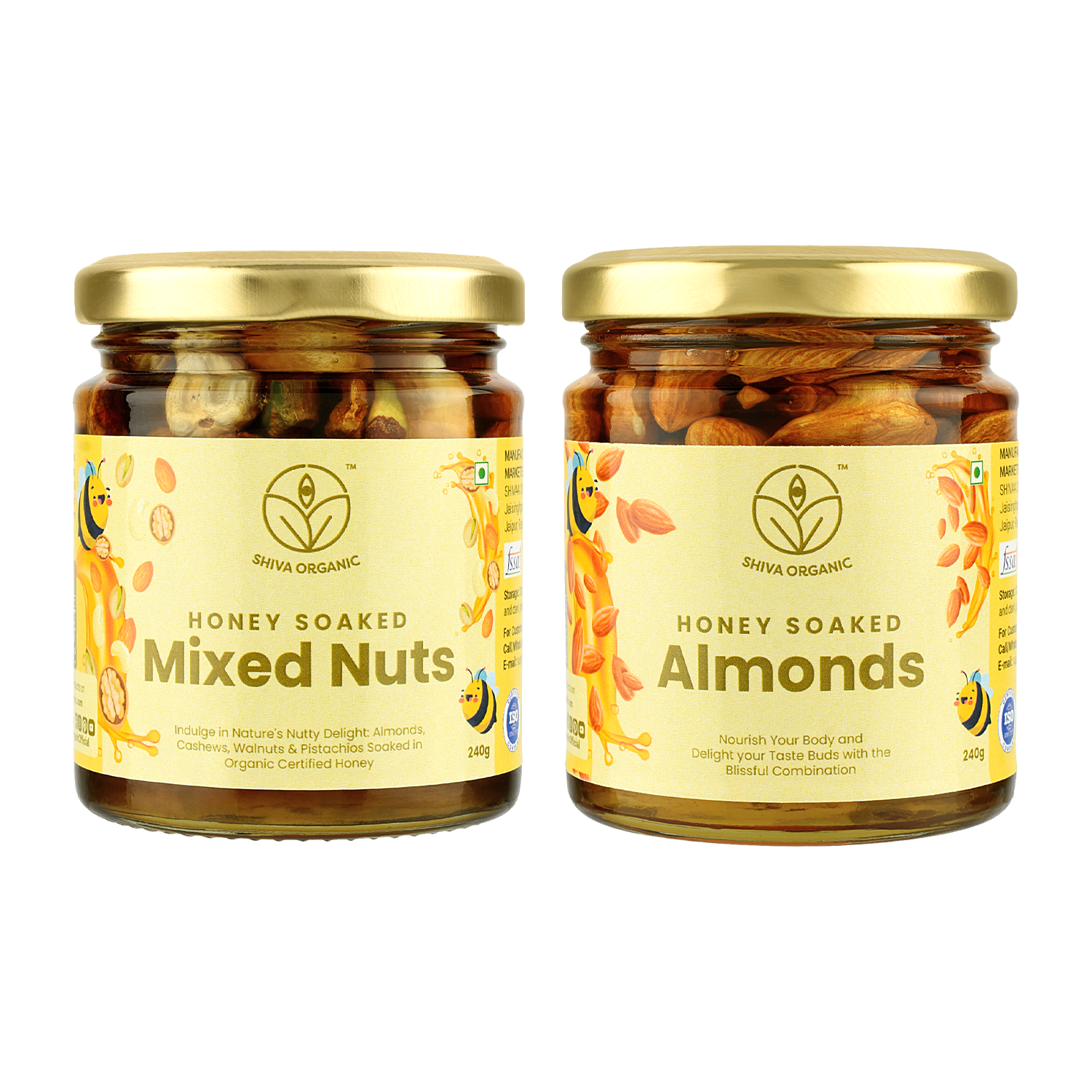 Roasted Nuts with raw honey combo | Shiva Organic