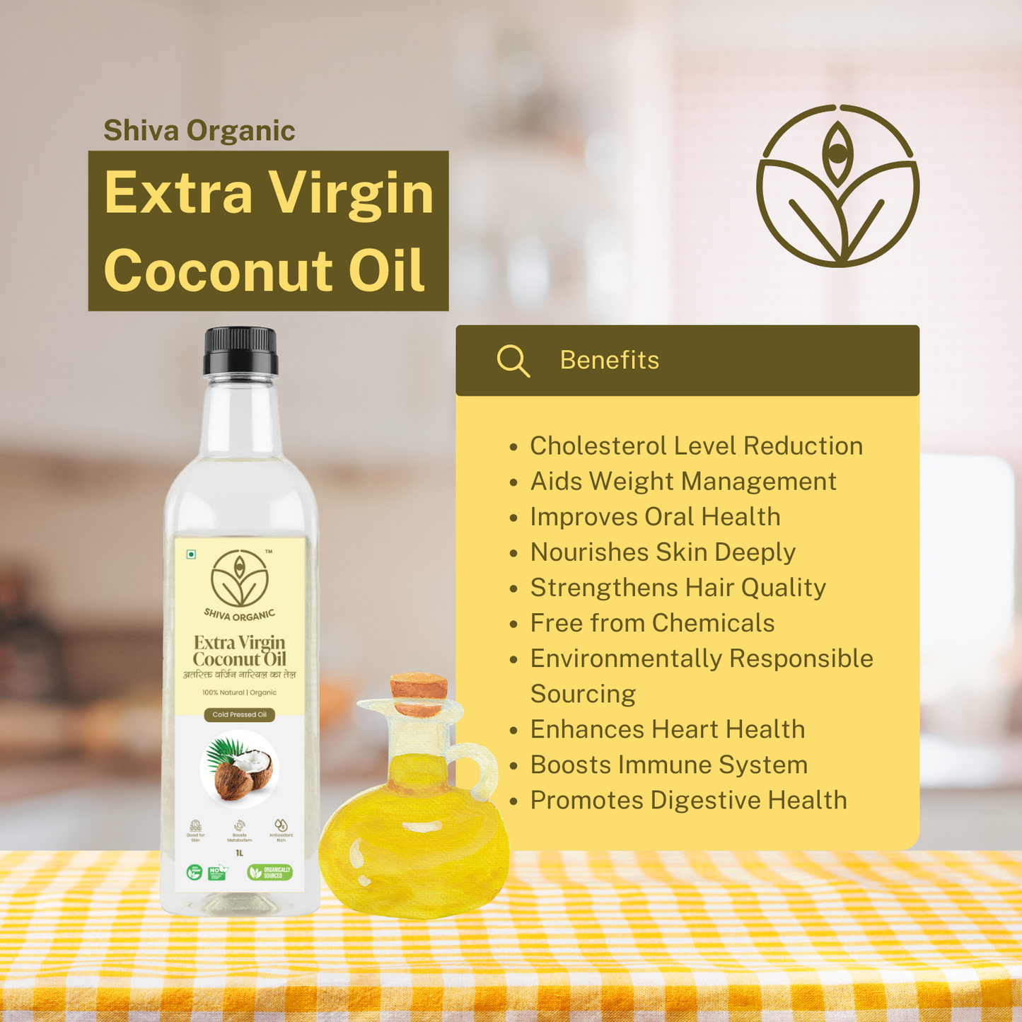 Extra Virgin Coconut Oil 1ltr | Shiva Organic