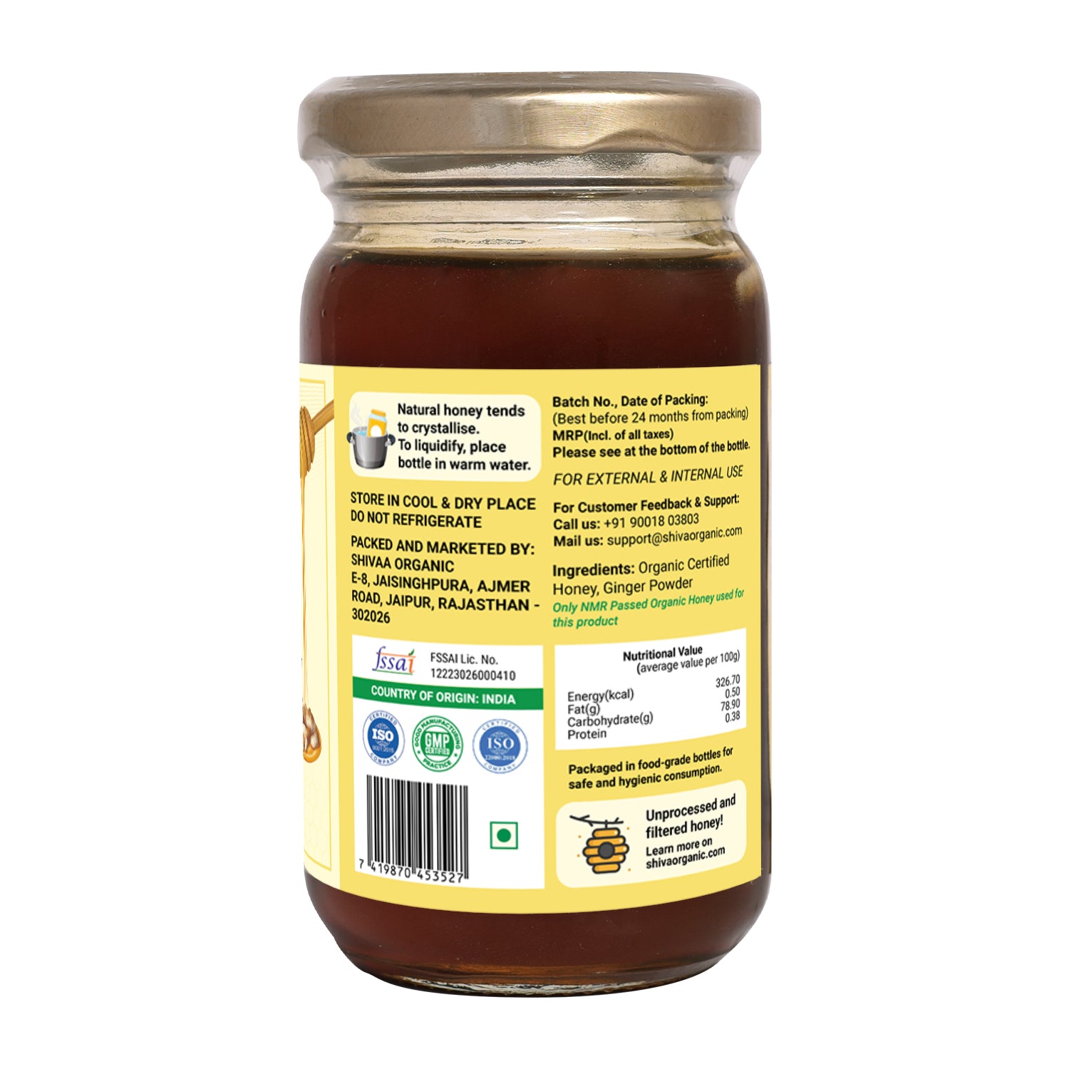 Ginger Infused Honey | 250g raw honey | immunity boost | Shiva Organic
