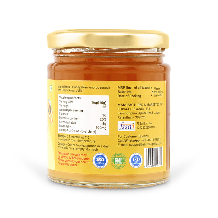 Honey wuth 12500mg Royal Jelly | 250g | Shiva Organic