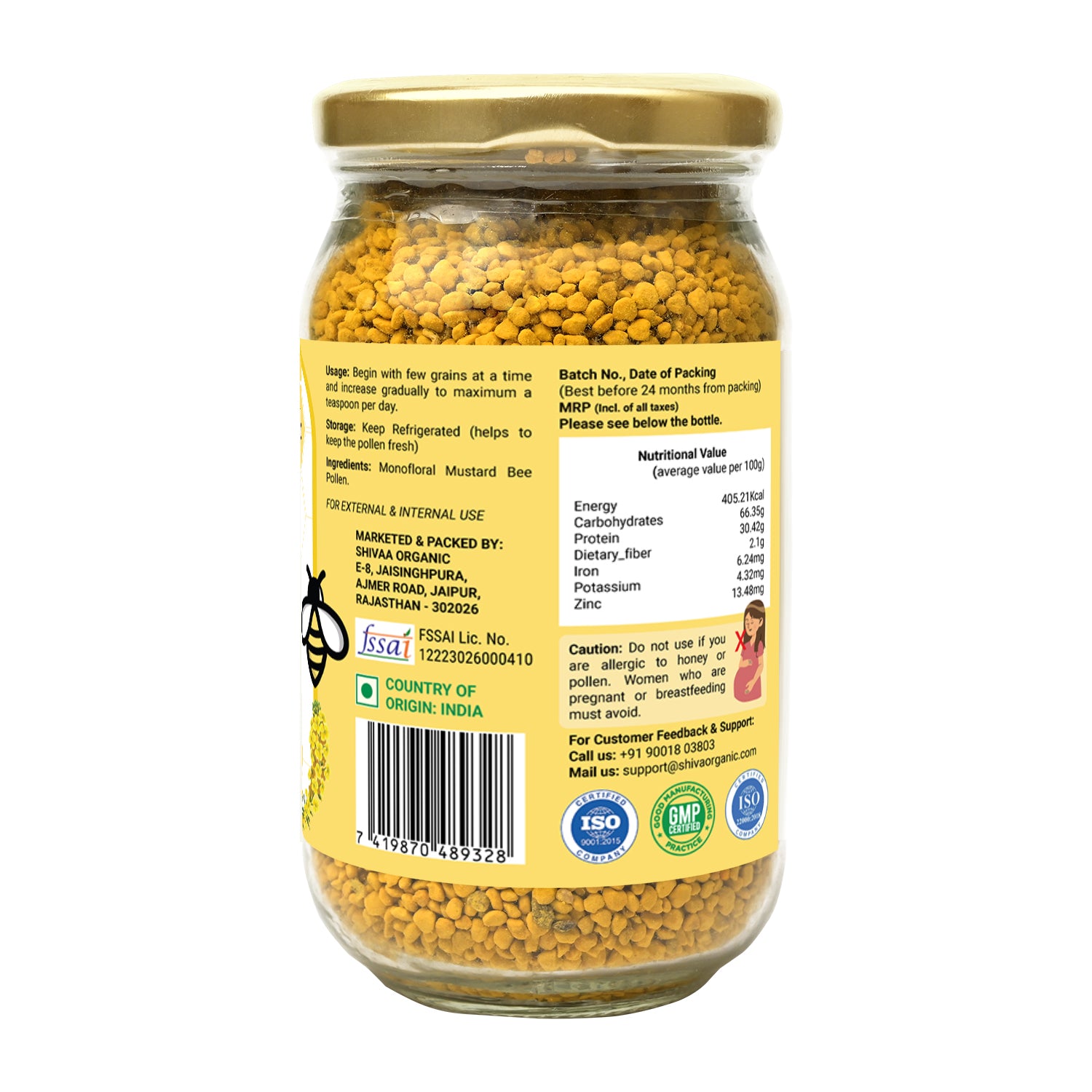 250 gm | Mustard Bee Pollen | Energy Immunity Booster | Vitamin b12 | Shiva Organic