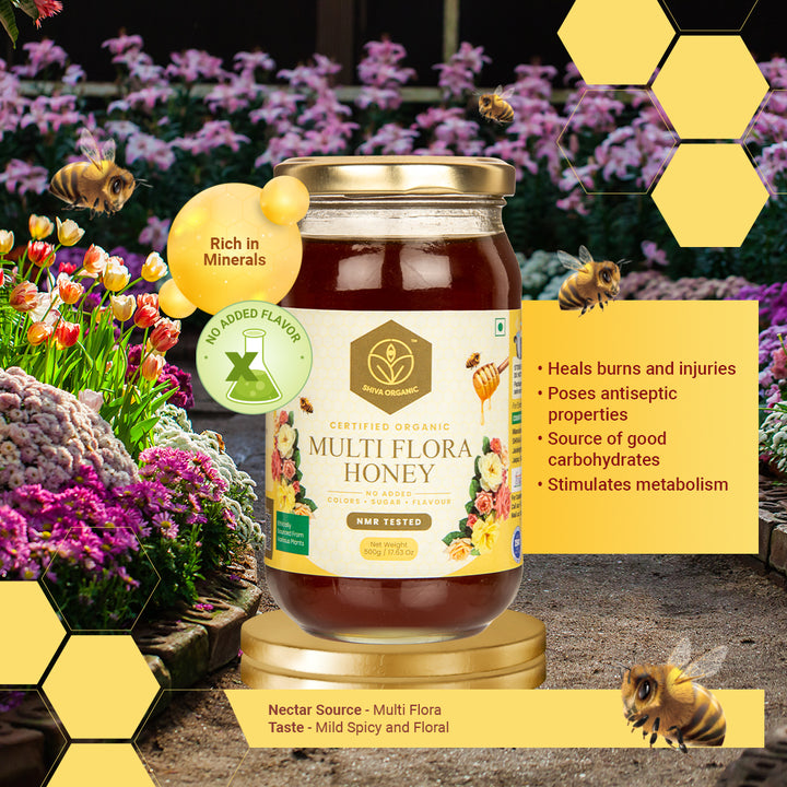 Raw Multiflora natural honey | 500 gm | Shiva Organic