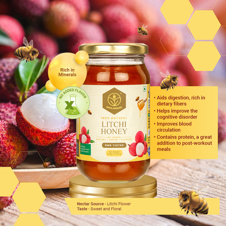 500 gm | Lychee Honey | Kids Honey | Shiva Organic