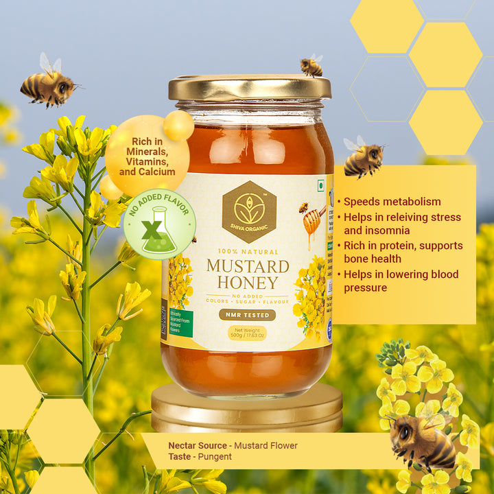 White Honey | Mustard Raw Honey | 500g Shiva Organic