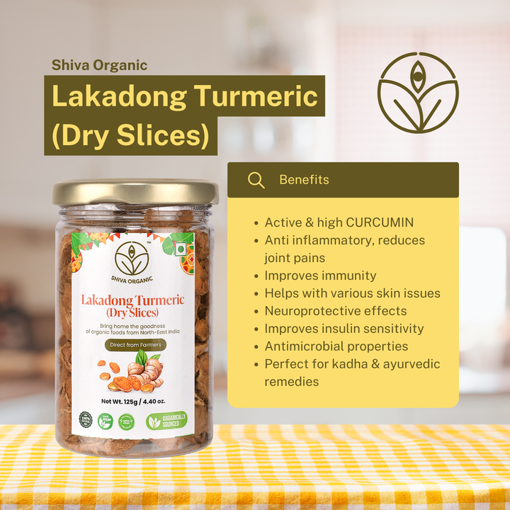 Lakadong Turmeric Slices Dry | Haldee| Shiva Organic