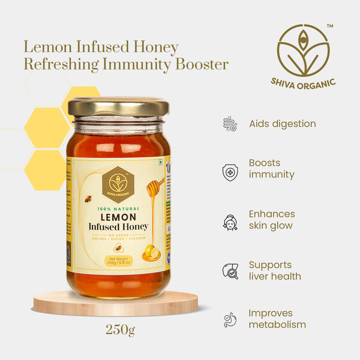 Lemon Infused Honey | Honey Lemon Tea | Weight Loss Honey | Shiva Organic