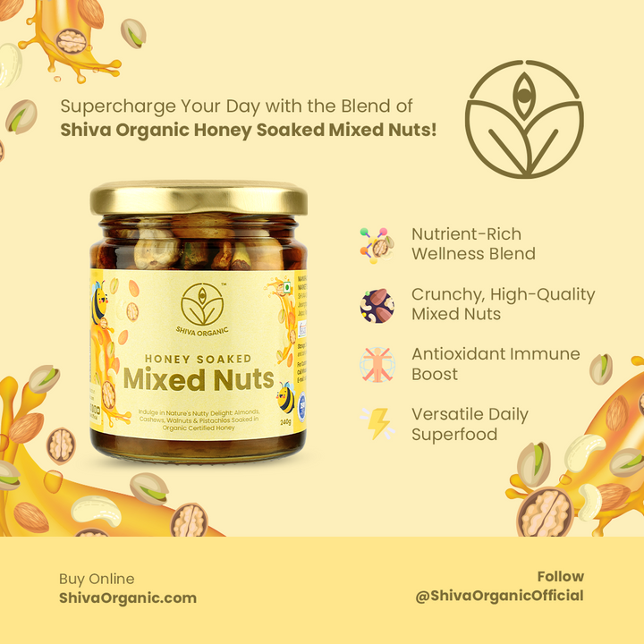 Roasted Nuts with raw honey combo | Shiva Organic