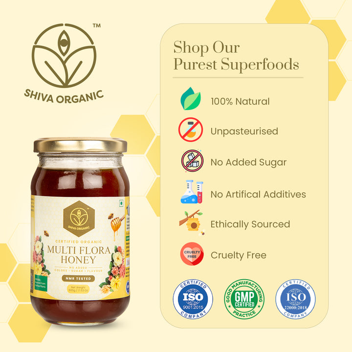 Raw Multiflora natural honey | 500 gm | Shiva Organic