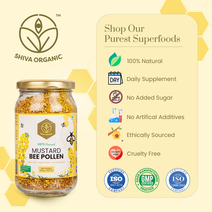 Mustard Bee Pollen 500g | Natural superfood | Shiva Organic