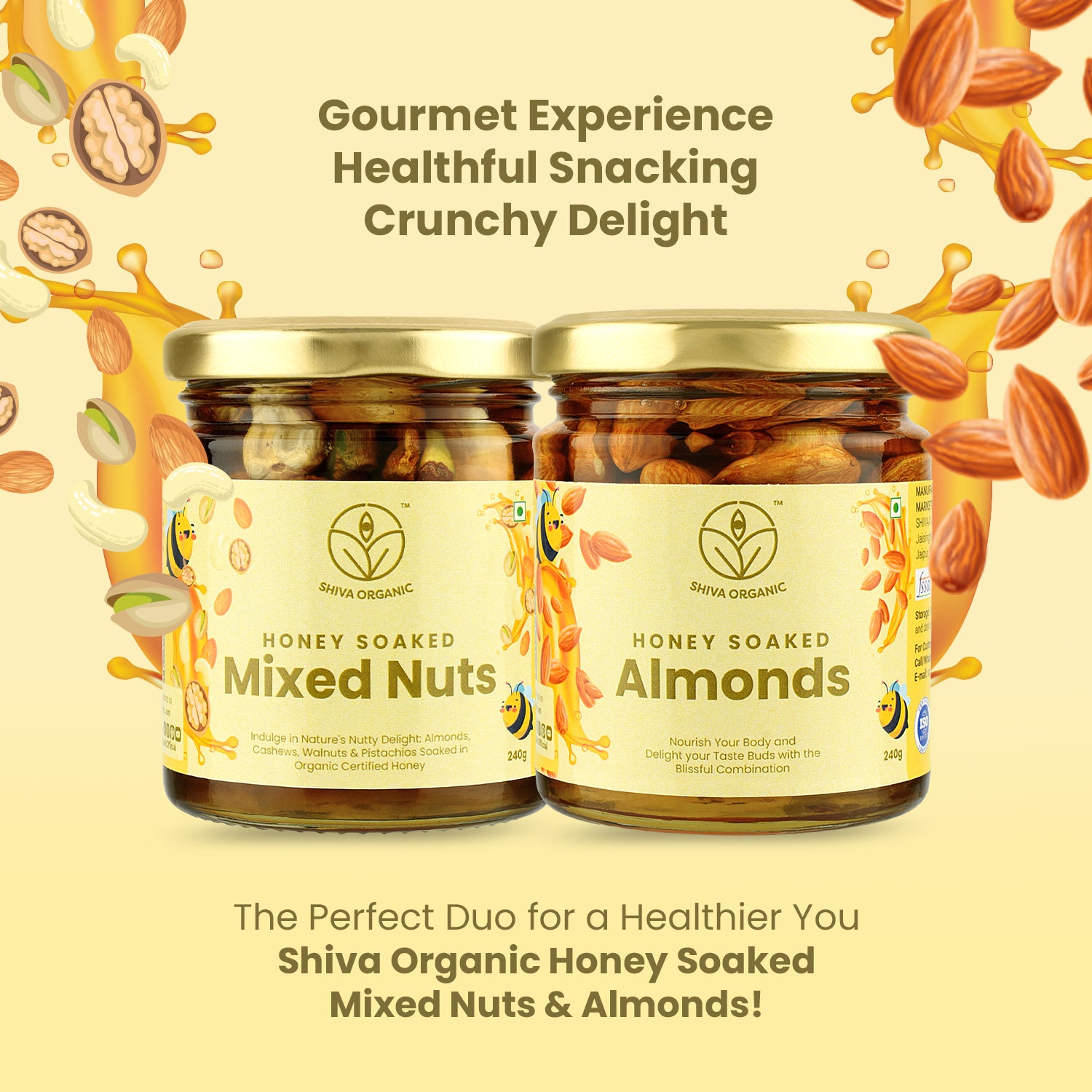 Roasted Nuts with raw honey combo | Shiva Organic