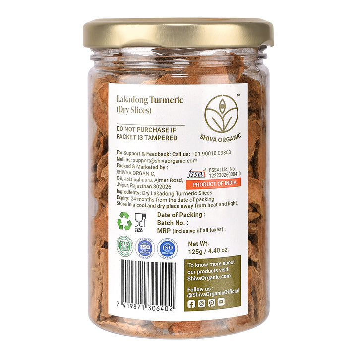 Lakadong Turmeric Slices Dry | Haldee| Shiva Organic