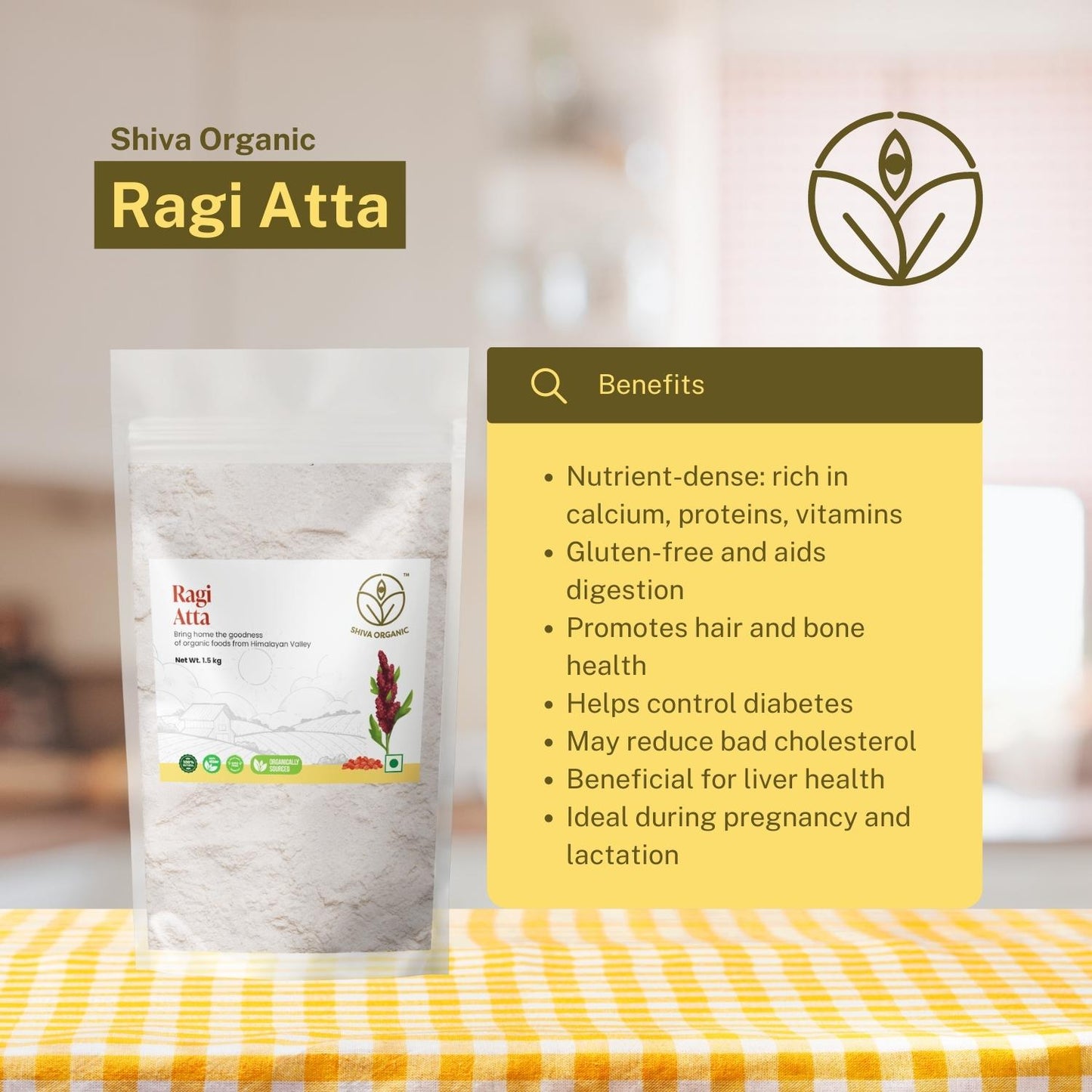 Ragi Atta | Organic Foxtail Millet | 1.5 kg | Shiva Organic