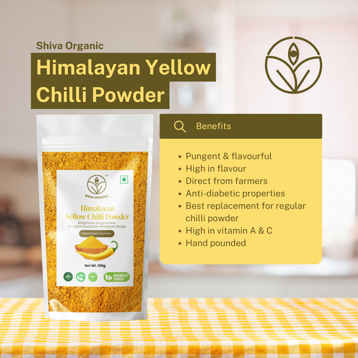 Math Yellow Chilli Himalayan Yellow Chilli Powder - Organic | Shiva Organic