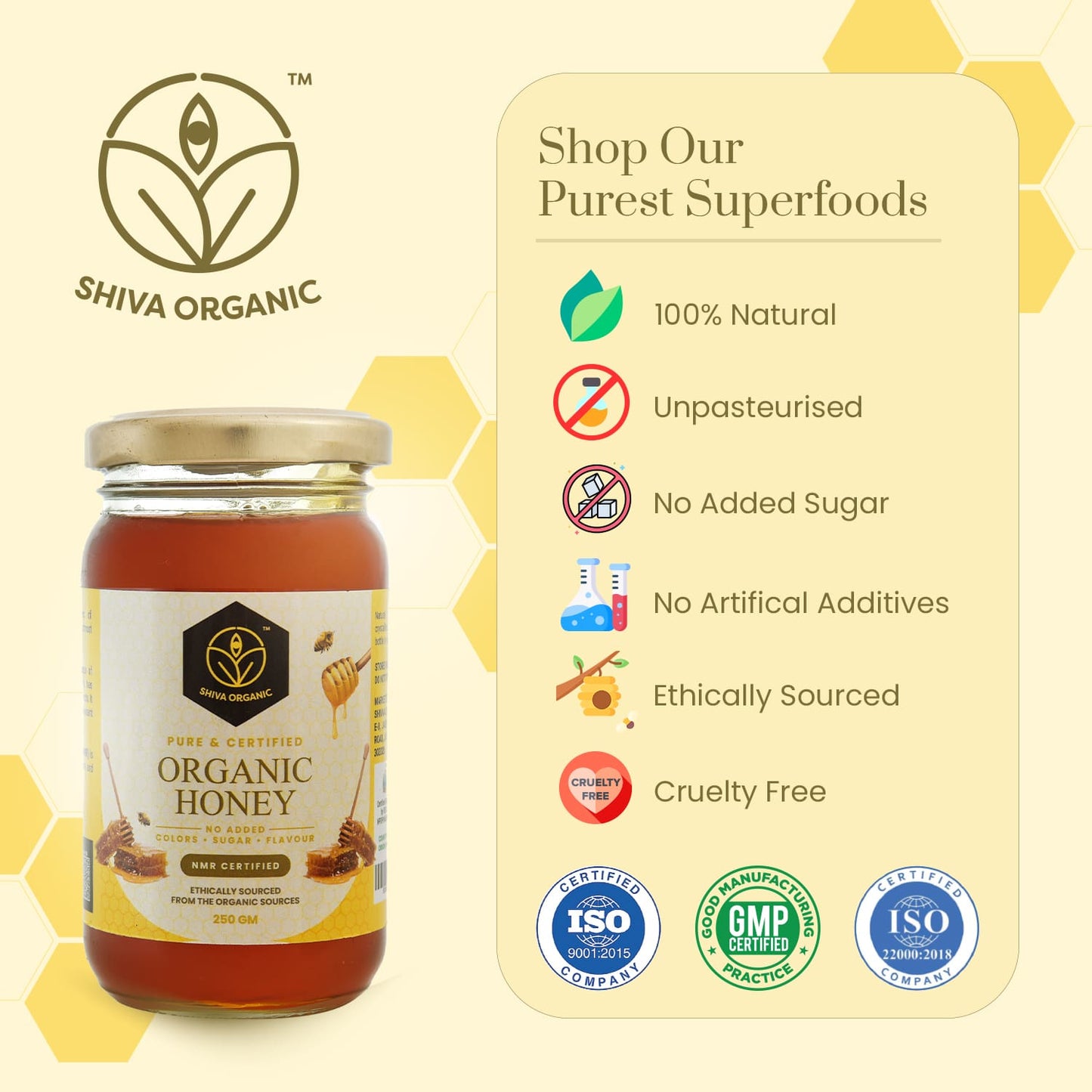 Buy Organic Certified Honey | Pure Raw Honey | 250g | Shiva Organic