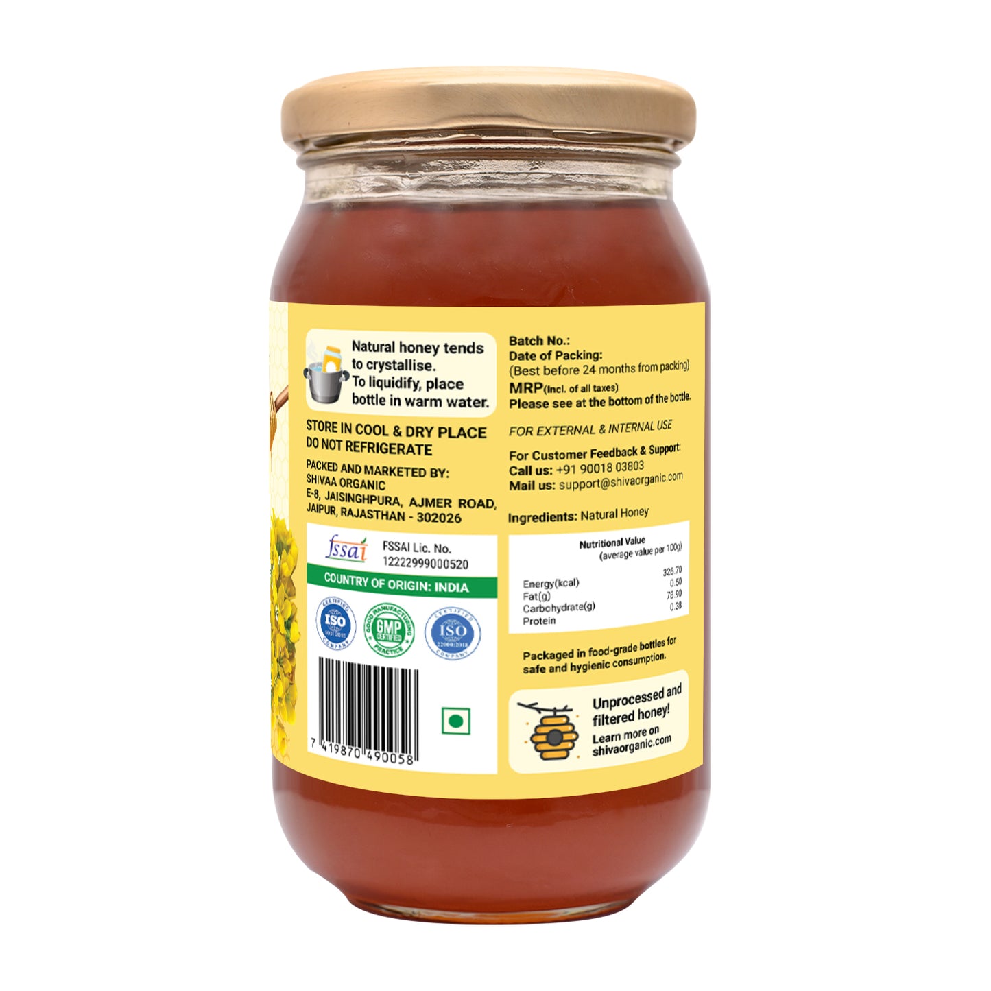 500 gm | Table Honey | White Mustard honey | Shiva Organic