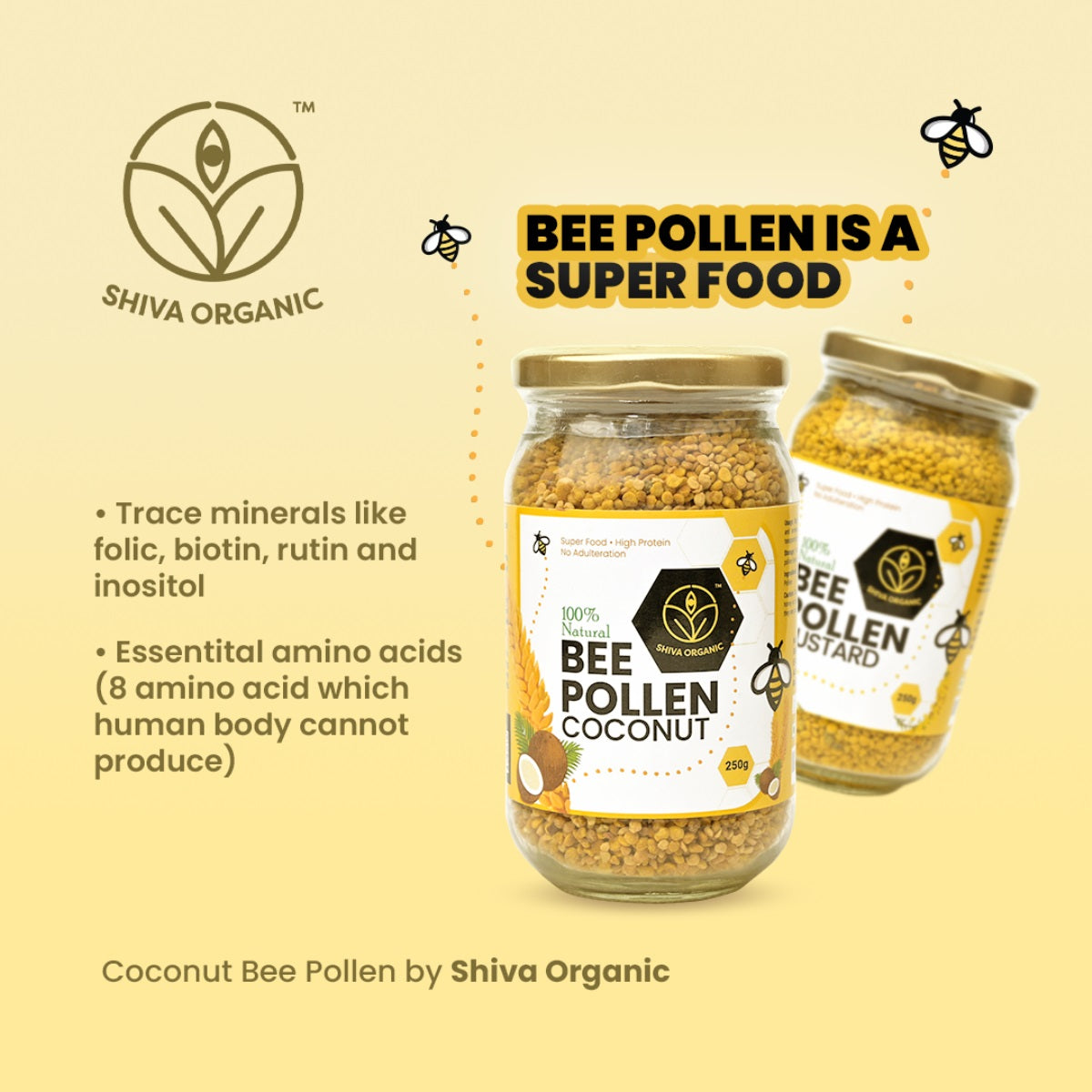 Bee Pollen 250 gm | Immunity Energy Booster | Rich in minerals | Shiva Organic