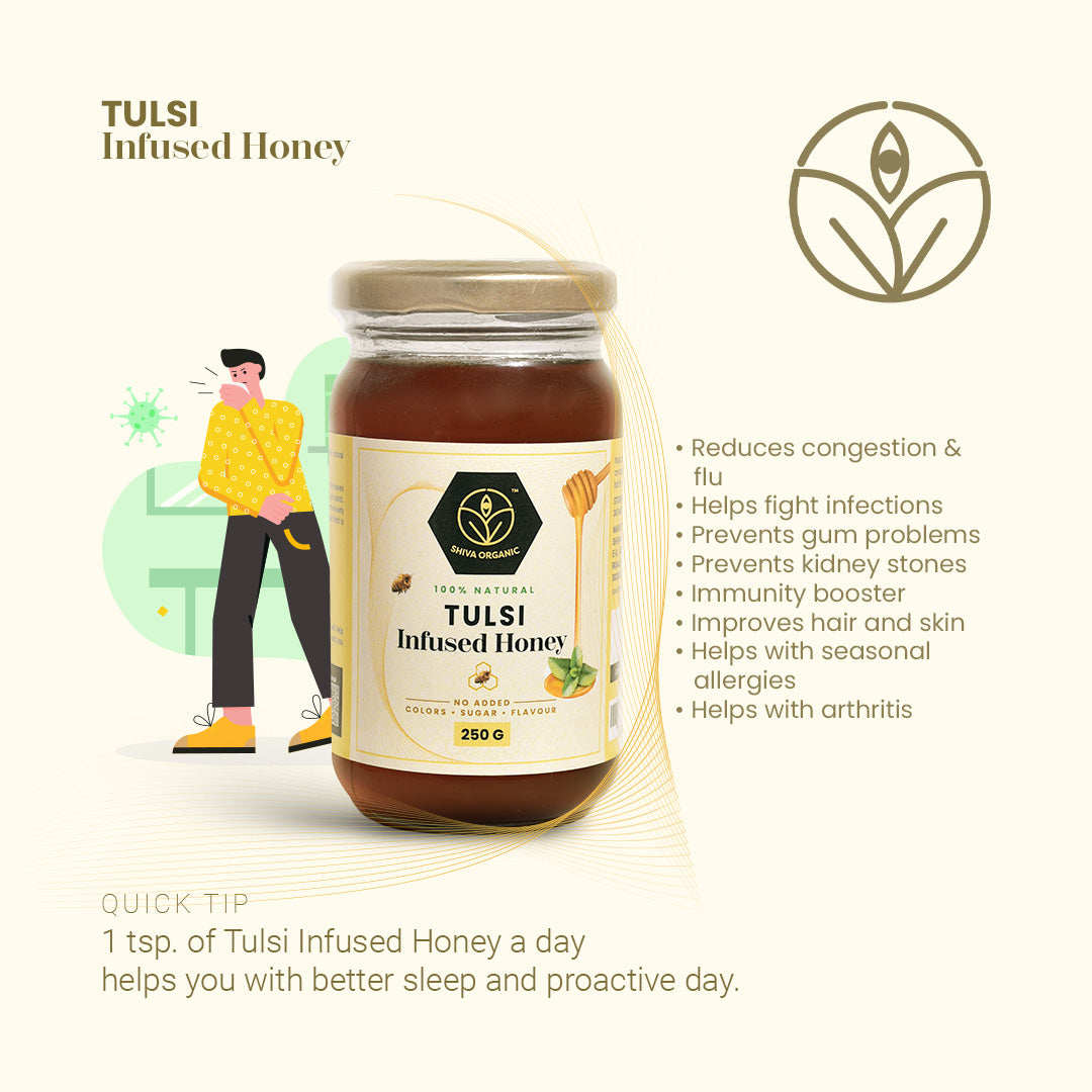 Tulsi Infused Honey | buy tulsi honey | Shiva Organic